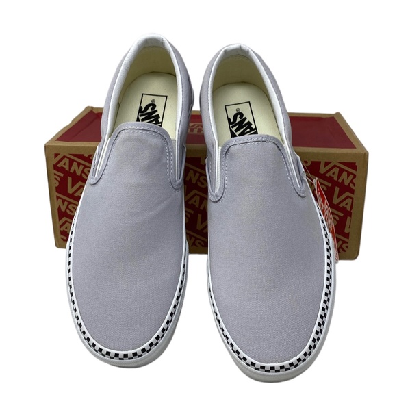 VANS Classic Slip On Check Gray Casual Shoes Canvas Women Size Skate VN000XG8UKX - Picture 5 of 11